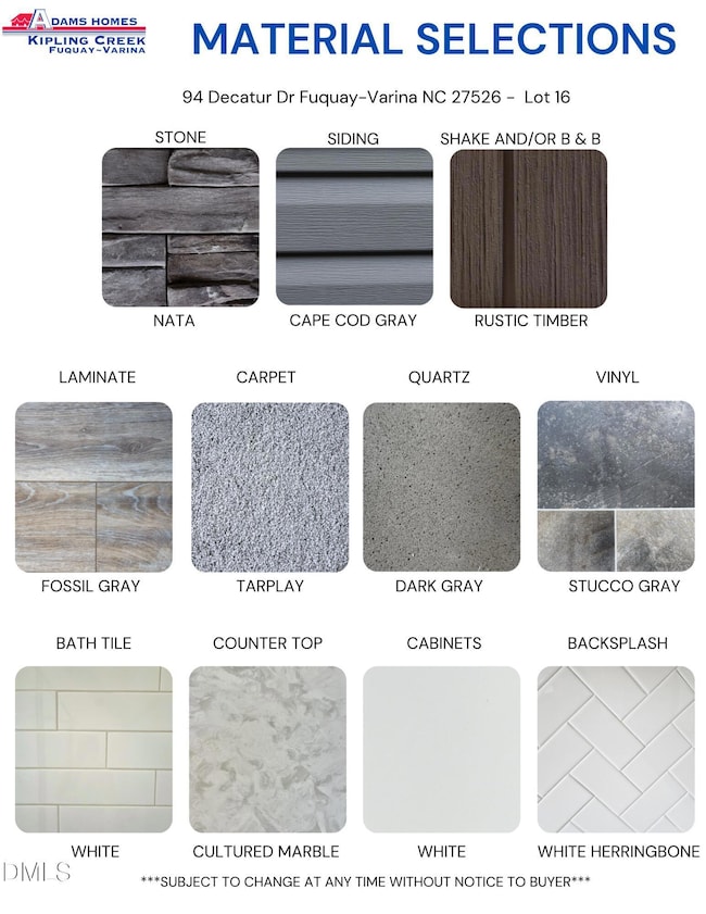 Material Color Selections