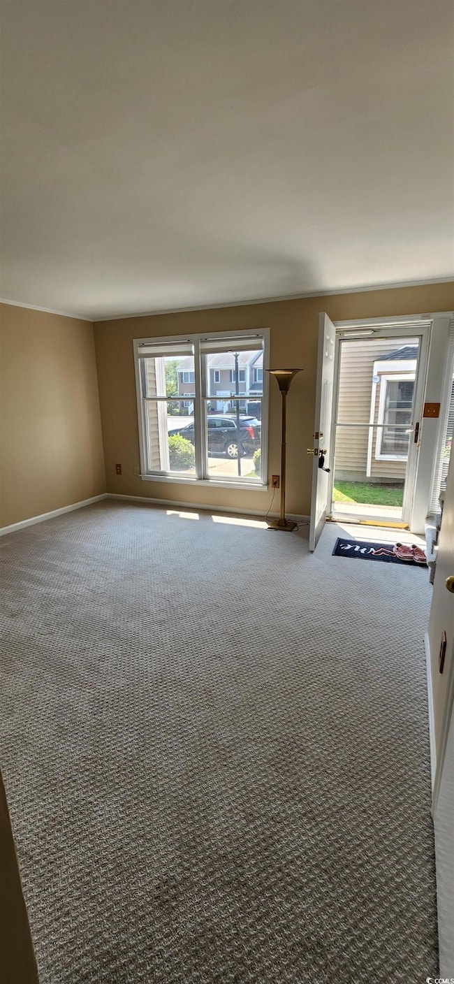 Carpeted empty room with baseboards