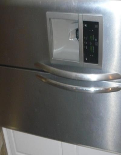 Kitchen. Stainless steel double-door refrigerator 