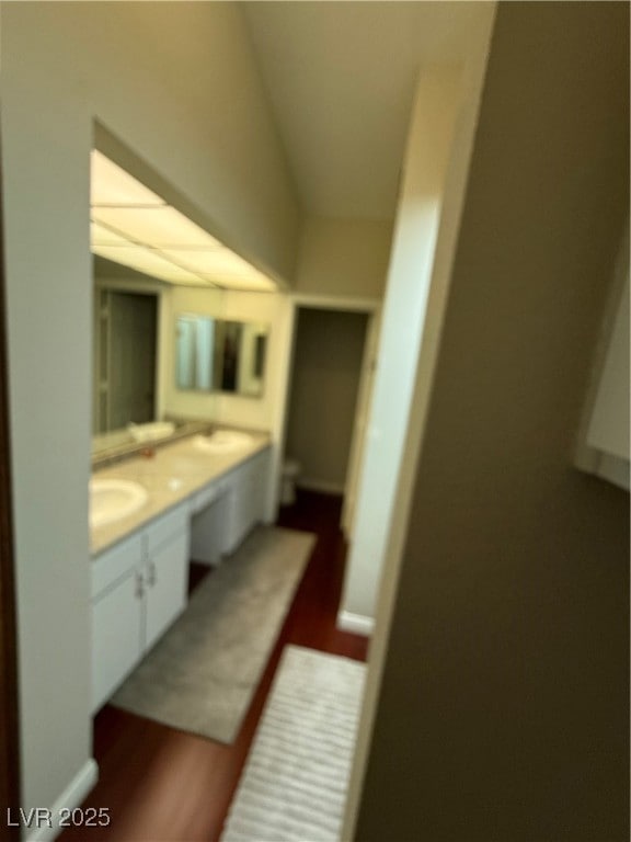 Bathroom featuring a sink, wood finished floors, a