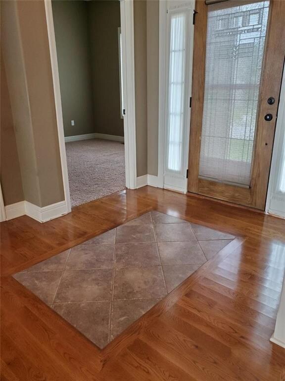 Entryway with gorgeous tile in-lay.