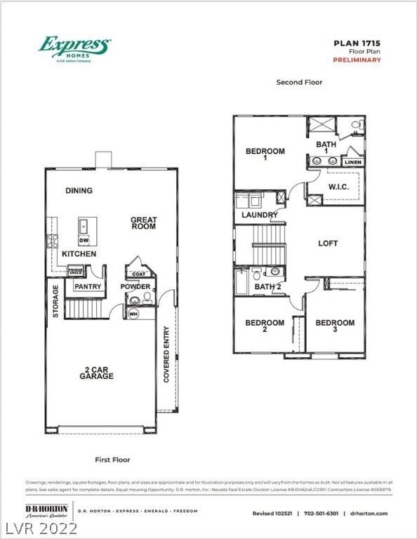 1715 Floorplan. Garage Swing & Floorplan Can Alternate Direction On Each Home-Site