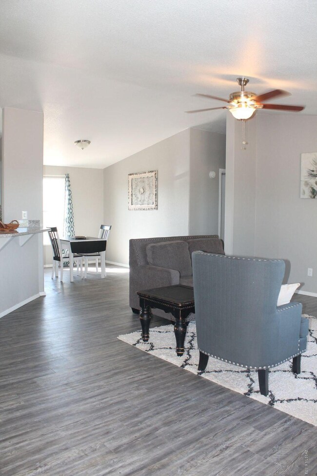 great room and dining area