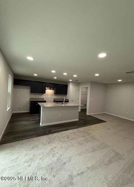 view of kitchen from living