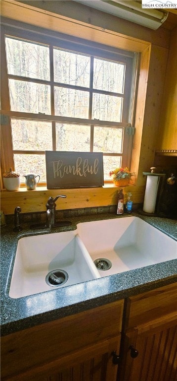 Nice double sink with large window overlooking back yard