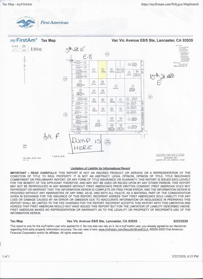 Tax Map 3145-025-021 E8-5thStE