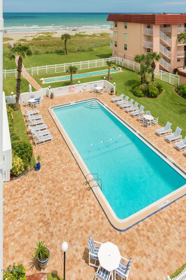 View of the pool from the balcony