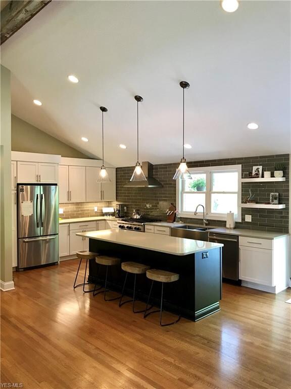 Quarter sawn oak floors throughout the entire spac