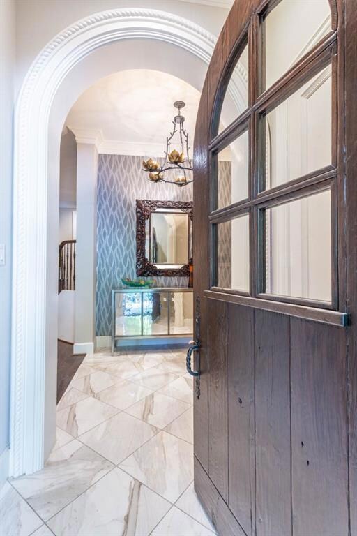 Enter a striking foyer.