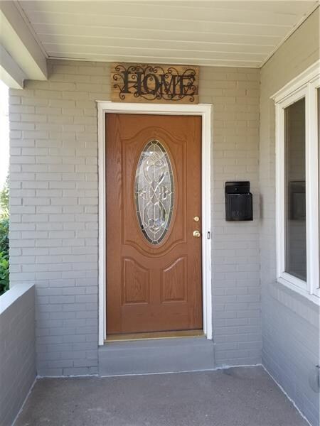 Entrance with new door.