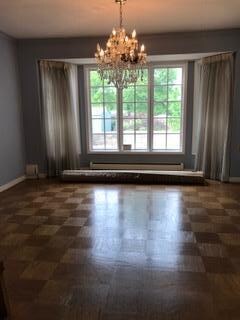 Dining Room with chandelier from Italy, parquet fl