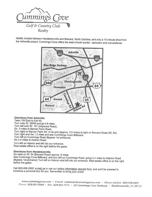 Map to Cummings Cove