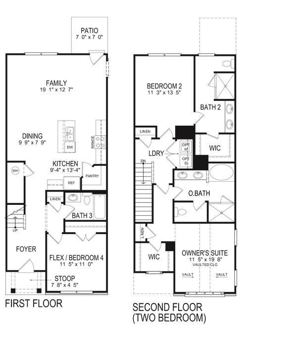 The Medforde Townhome 3 bedroom plan. This photo is a rendering; 