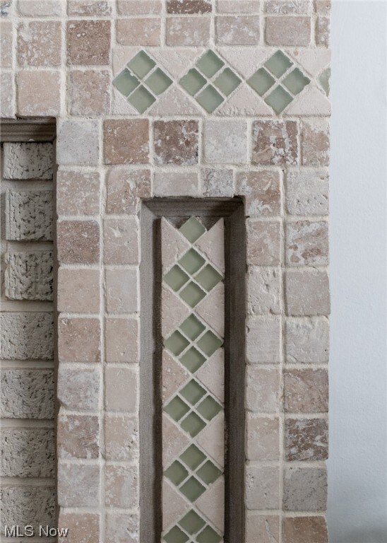 View of fireplace details
