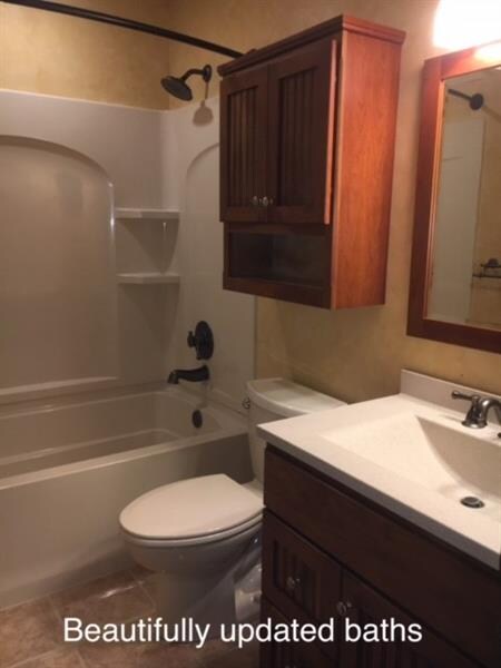 This full bath is in the upstairs hall.  Corian va