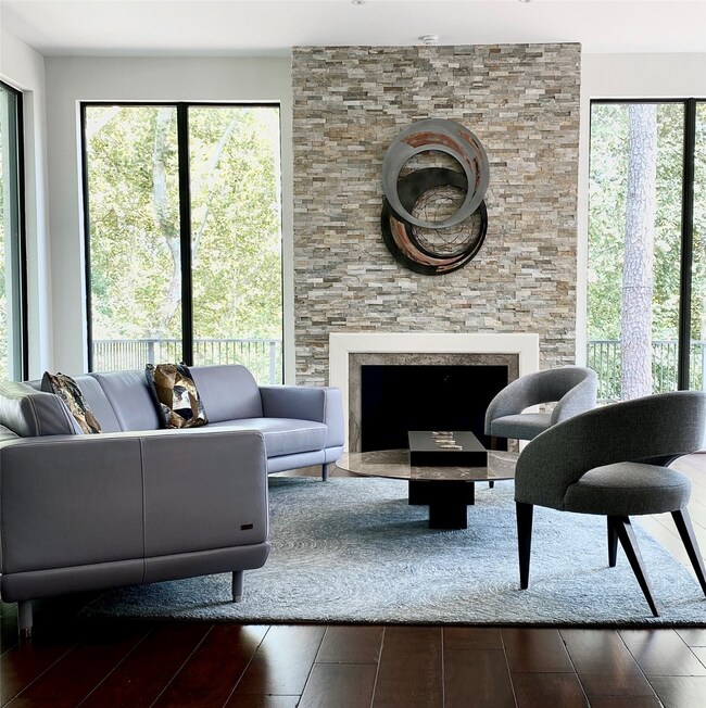 Formal Living Area with Limestone Gas Log Fireplac