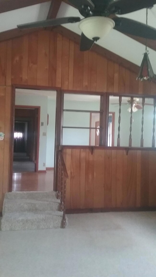 View from kitchen to den 