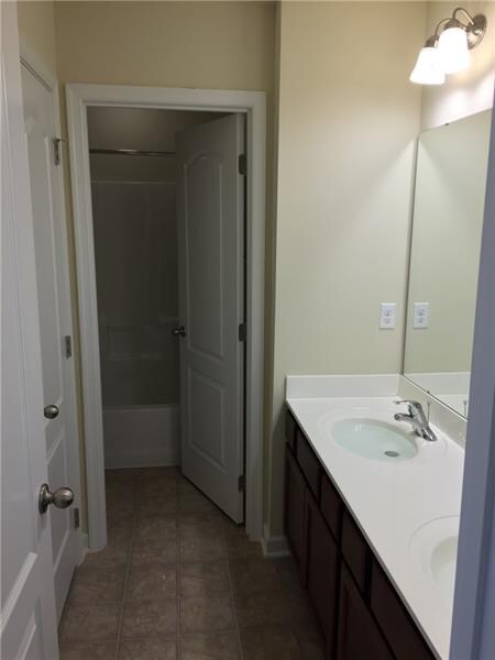 hall bath with double vanity