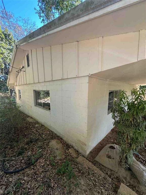 View of home's exterior featuring board and batten siding