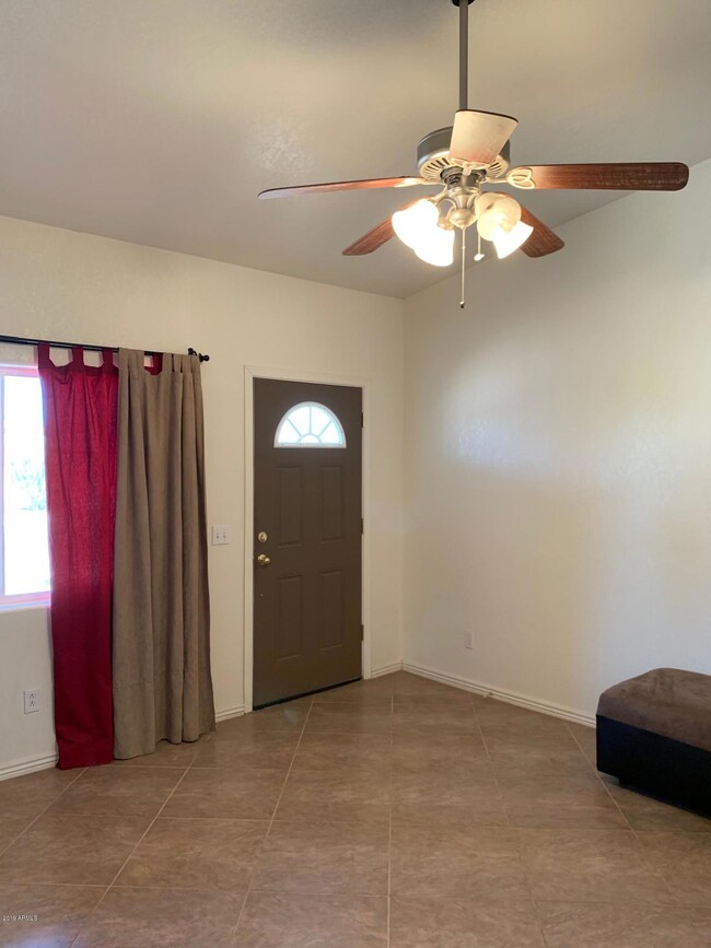 Entry door and family room