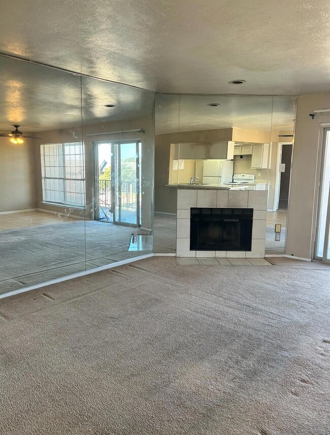 View of the living room from the kitchen bar.