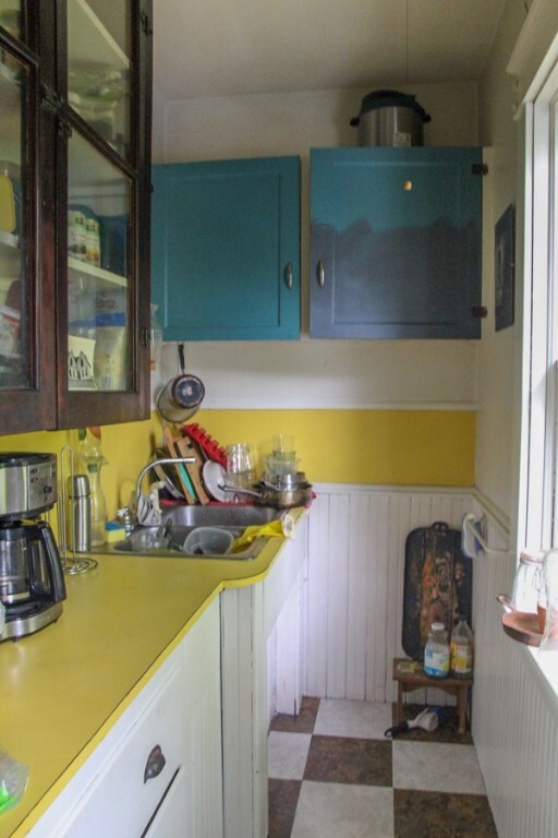 Kitchen detail with antique cabinets & woodwork.
