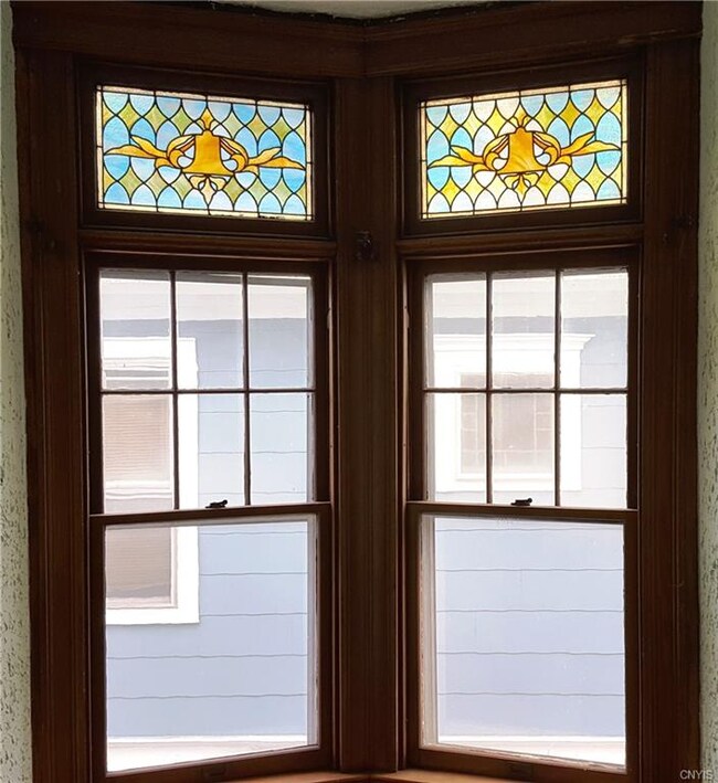 Stained Glass Window on Staircase Landing
