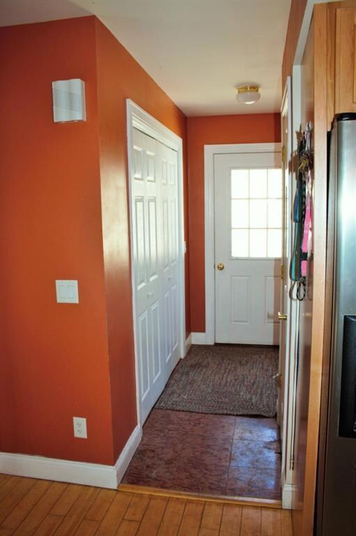 Large entryway with closet and half...