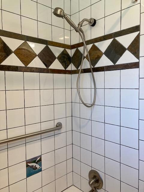 Main bathroom shower over tub