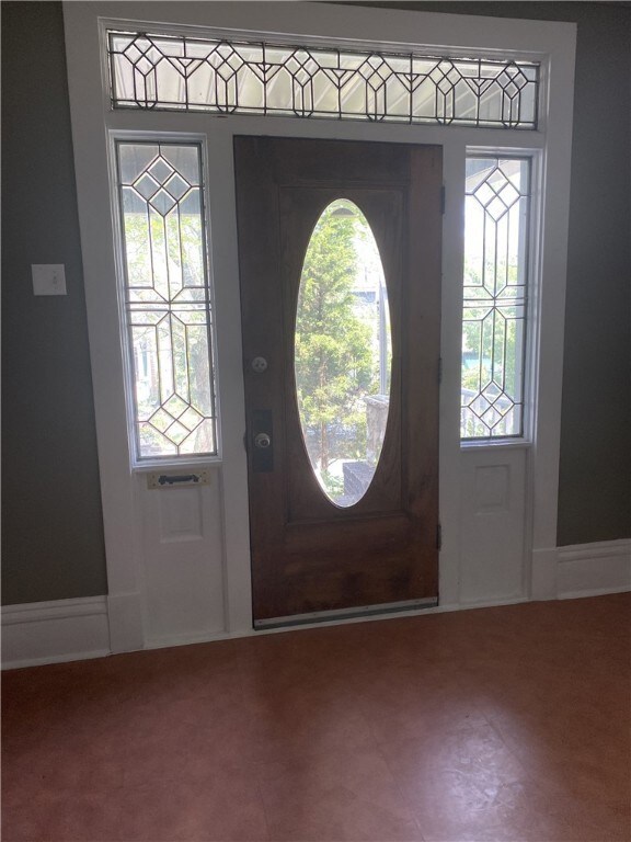 Classic antique front door and sidelights is in be