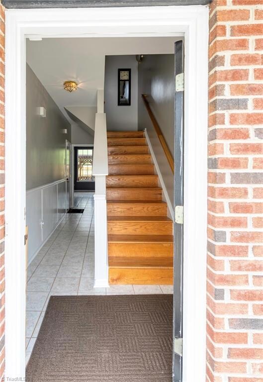 Entrance on lower level.  Garage also on this level.