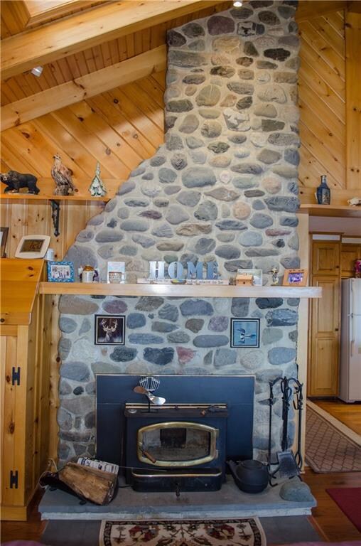 Wood burning fireplace