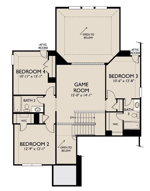The Tyler floor plan features 4 bedrooms, 3 full b