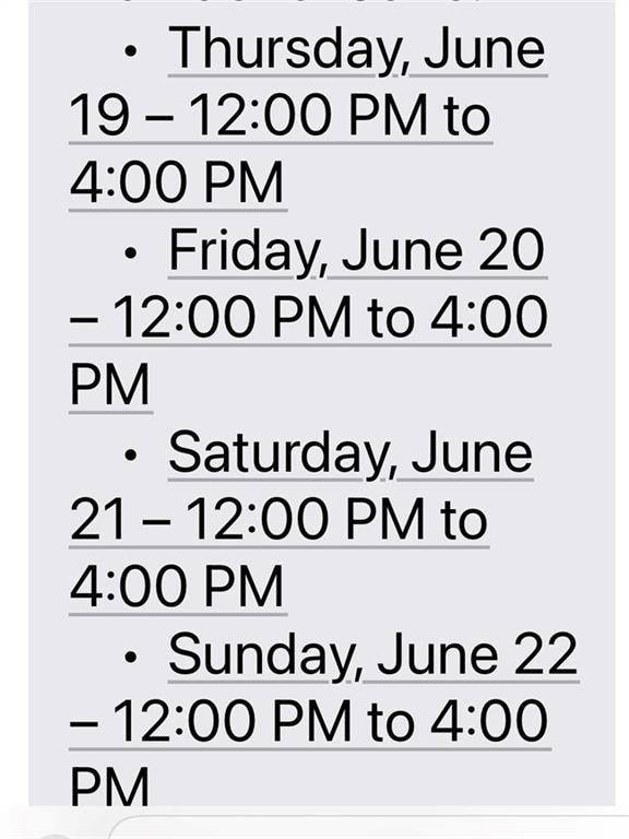 Avail viewing days & times June