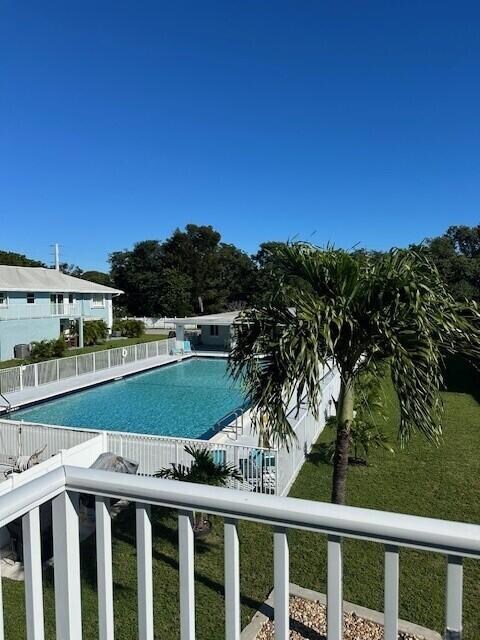 balcony with pool view