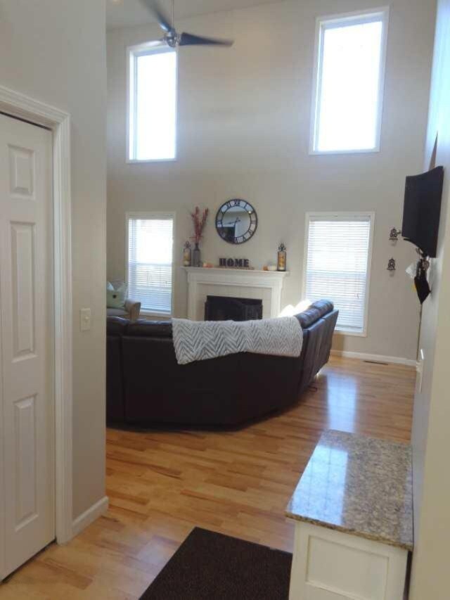 view into living room from entryway