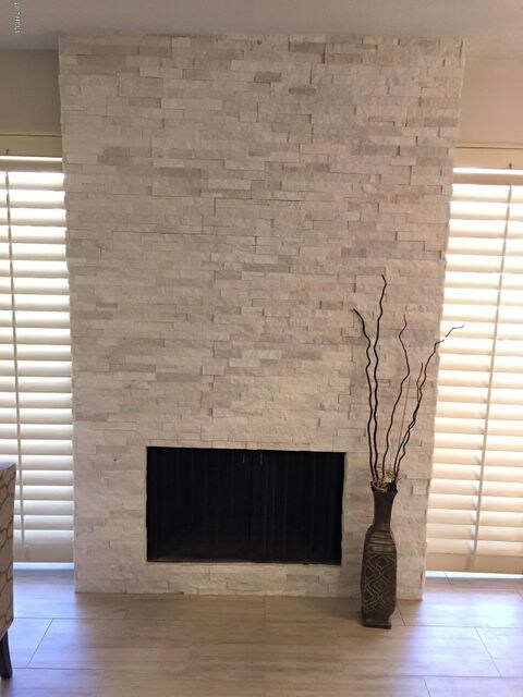 Stacked Stone Fireplace