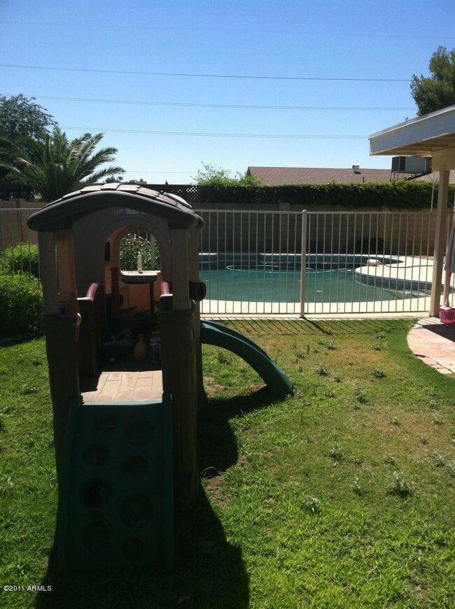Backyard with grass play area