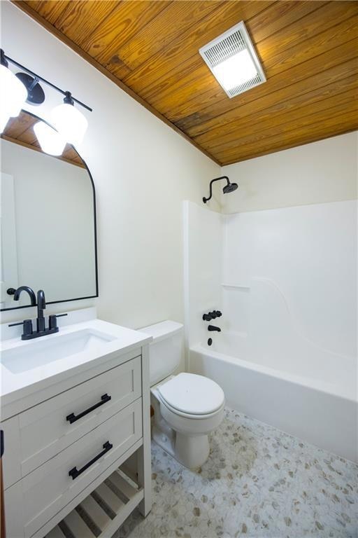 Upstairs bathroom featuring vanity, wood ceiling, 