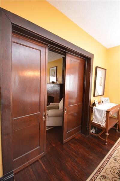 Gorgeous pocket doors between living room and dini