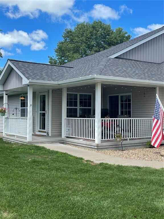 View of covered front porch.