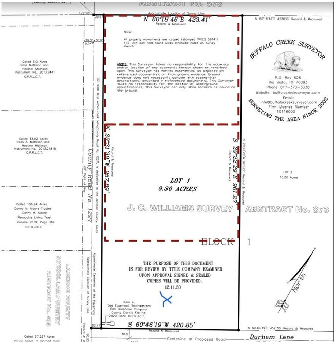 Proposed lots. Blue X is the incomplete constructi