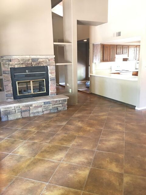 Kitchen open to fam rm and living rm