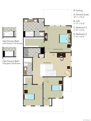 Second floor layout - home has the opt ceramic til