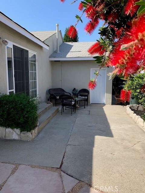 Cozy Sitting Area Outside Sliding Doors