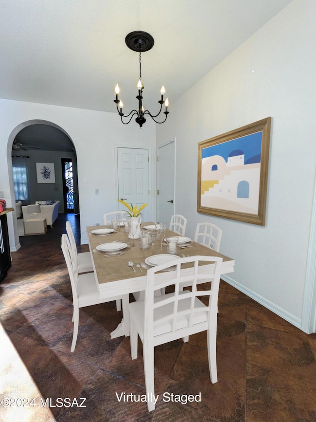 Dining area virtually staged