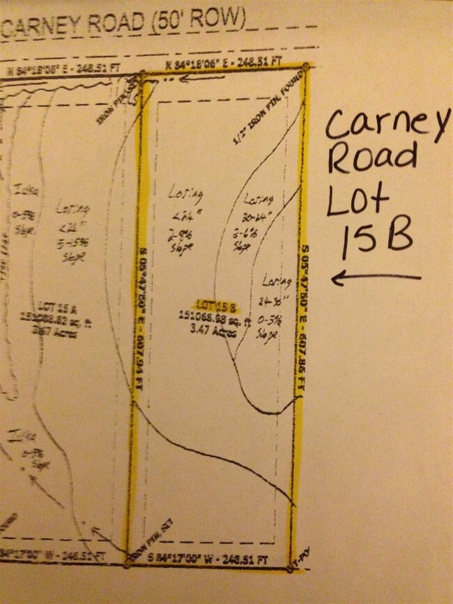 Lot 15B Carney Road is 3.47 Acres. Property Layout