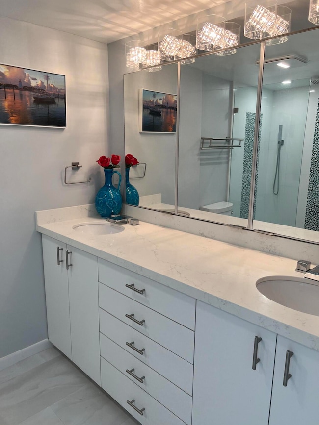Quartz countertop with double sinks