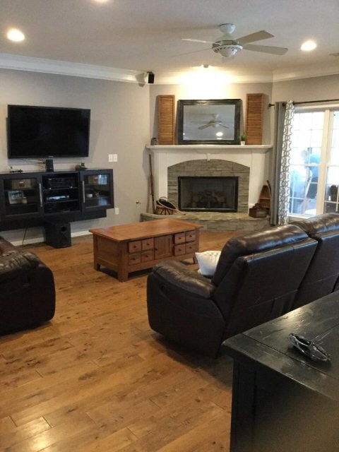 Stone fireplace