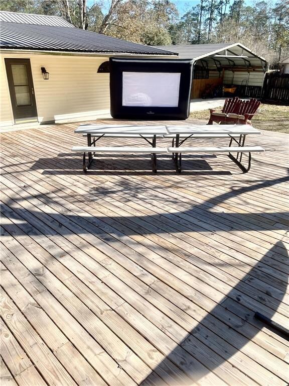 Open wood deck 31x33 for sun soaking or movie nigh